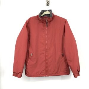 LL Bean Women Medium Jacket‎ Coat Magenta Pink Fleece Lined Zip Front